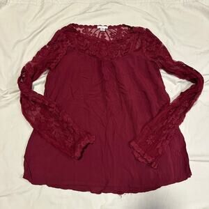 Xhilaration Red Lace detail blouse XS